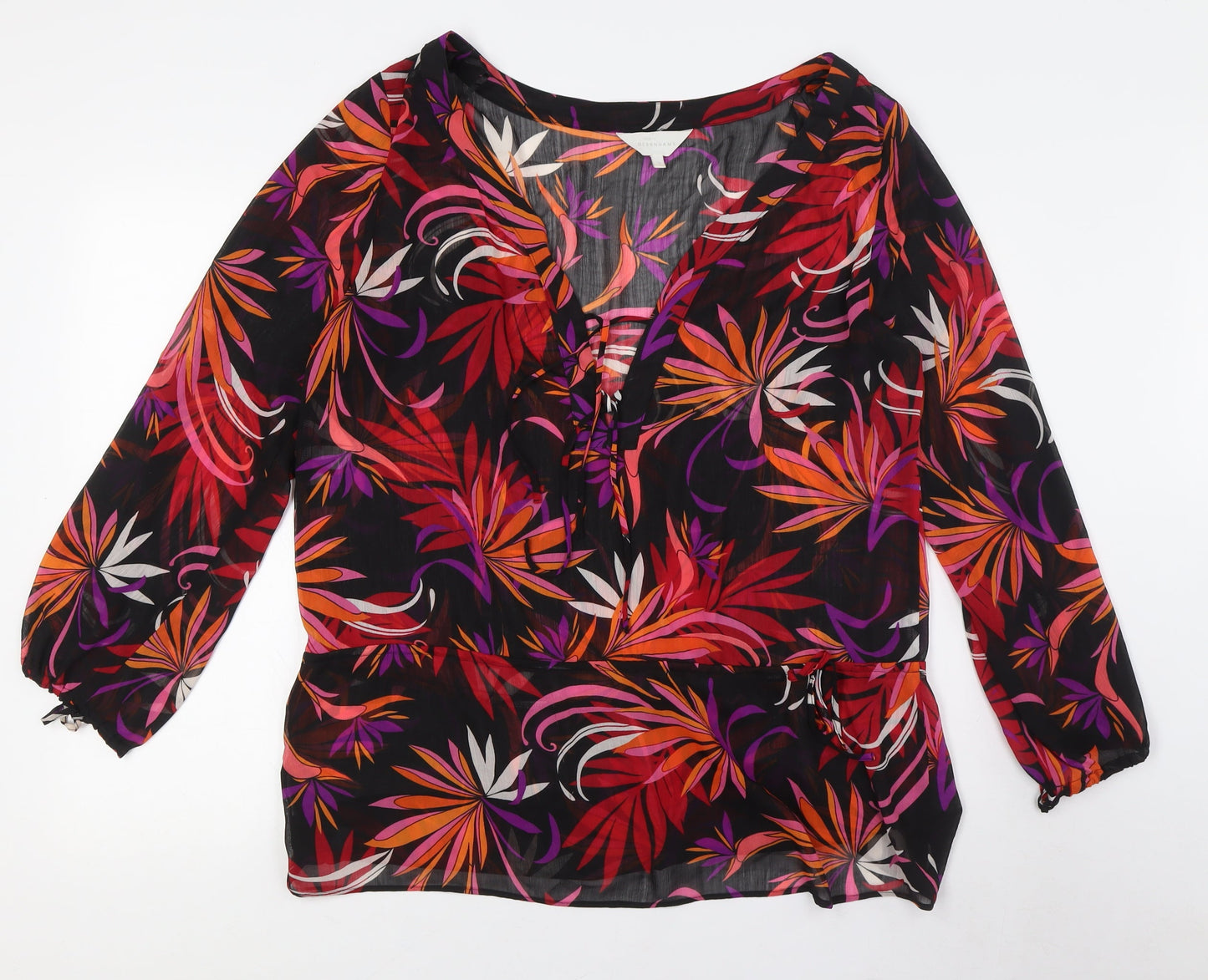Womens UK Size 16 Debenhams Multicoloured Basic Button-Up