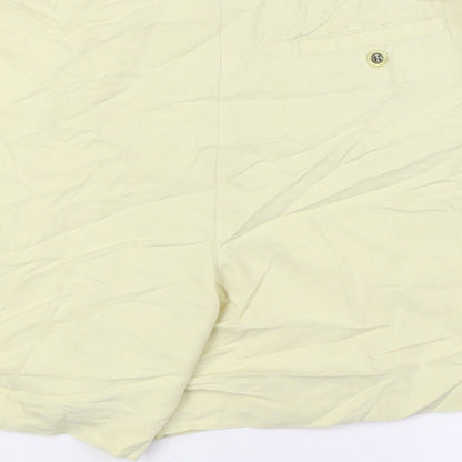 Line UP Womens Yellow Polyester Basic Shorts Size M L6 in Regular Zip