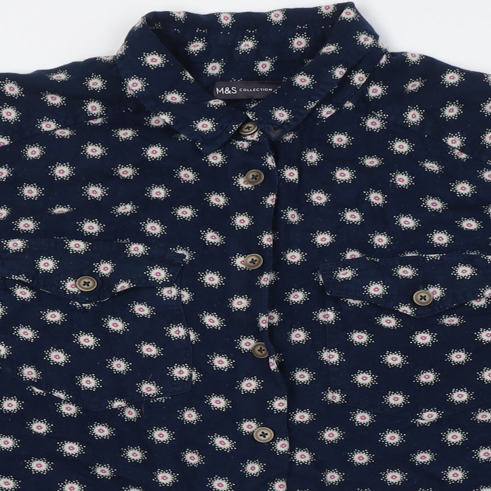 Womens UK Size 10 Marks and Spencer Blue Basic Button-Up