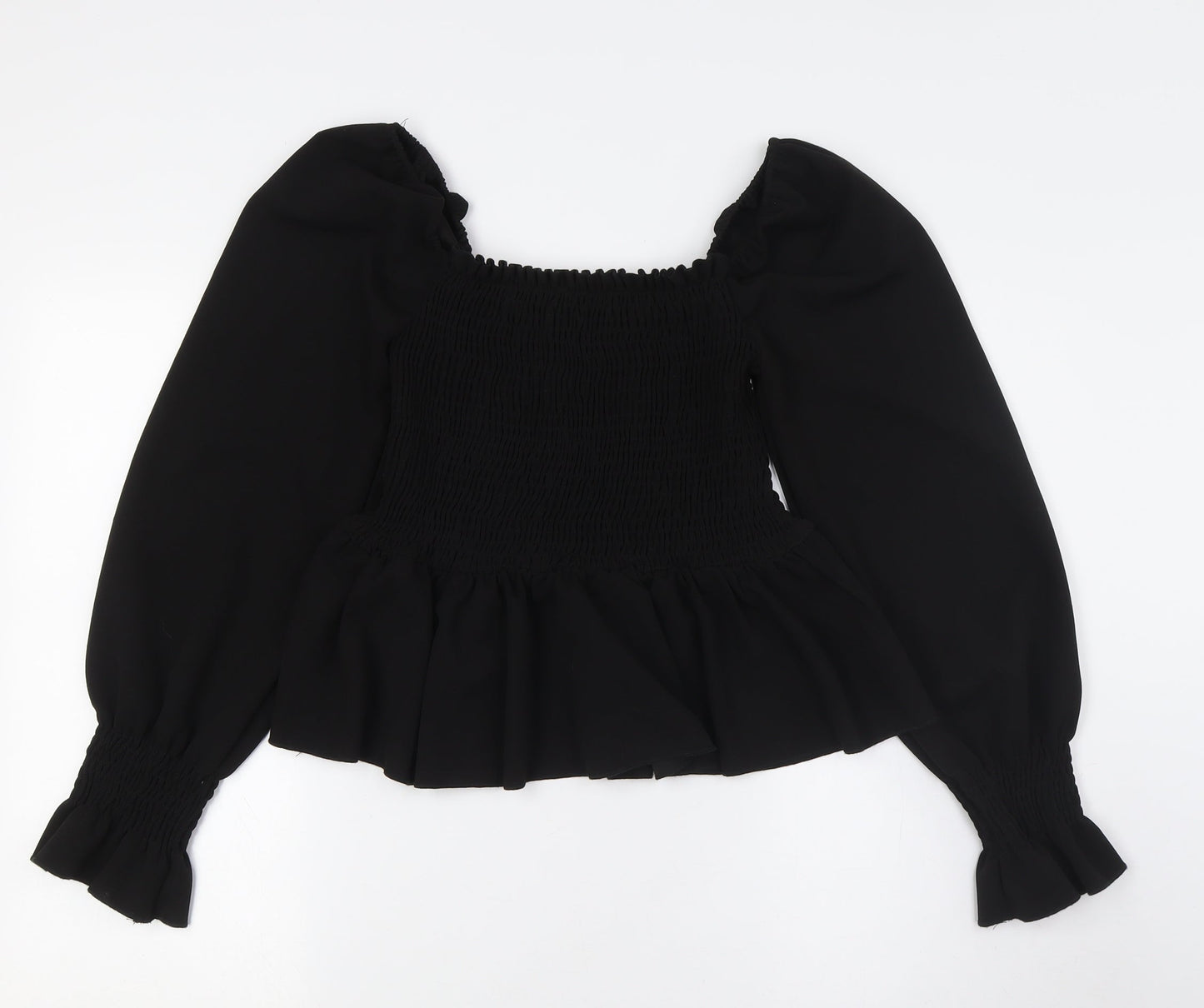 Womens UK Size 10 New Look Black Basic Button-Up