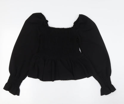 Womens UK Size 10 New Look Black Basic Button-Up