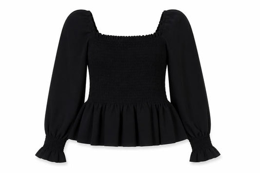 Womens UK Size 10 New Look Black Basic Button-Up