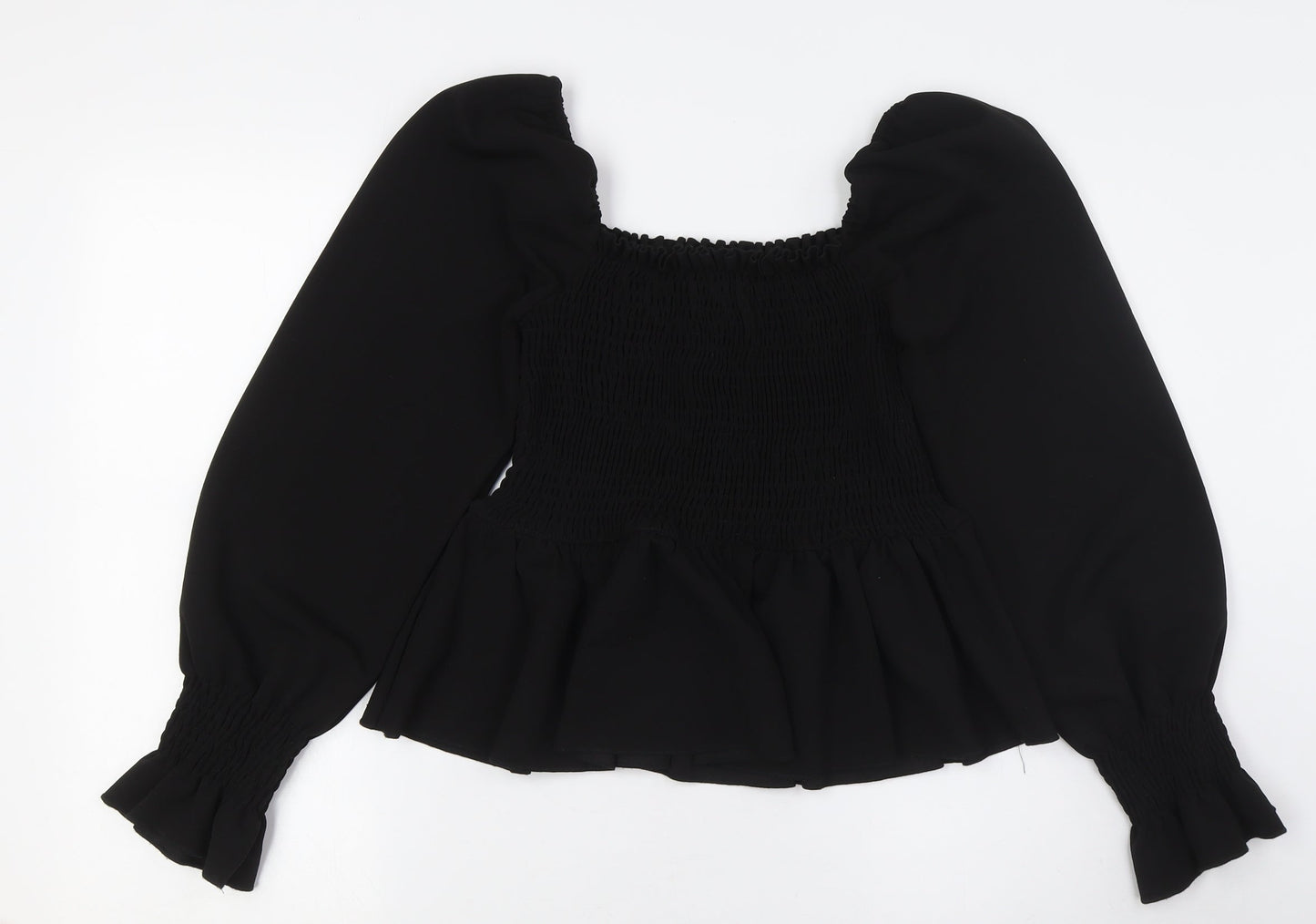 Womens UK Size 10 New Look Black Basic Button-Up