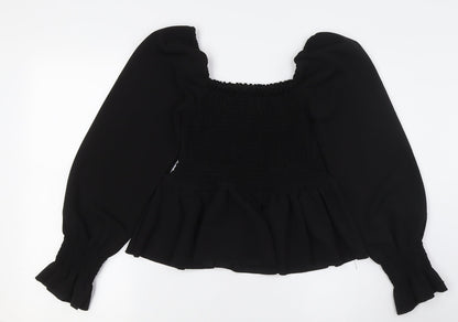 Womens UK Size 10 New Look Black Basic Button-Up