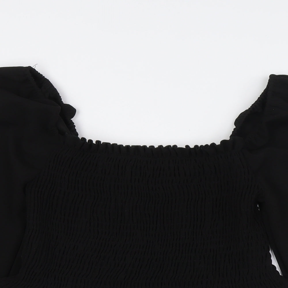 Womens UK Size 10 New Look Black Basic Button-Up