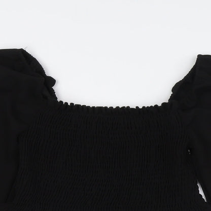Womens UK Size 10 New Look Black Basic Button-Up