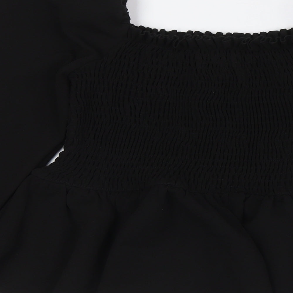 Womens UK Size 10 New Look Black Basic Button-Up