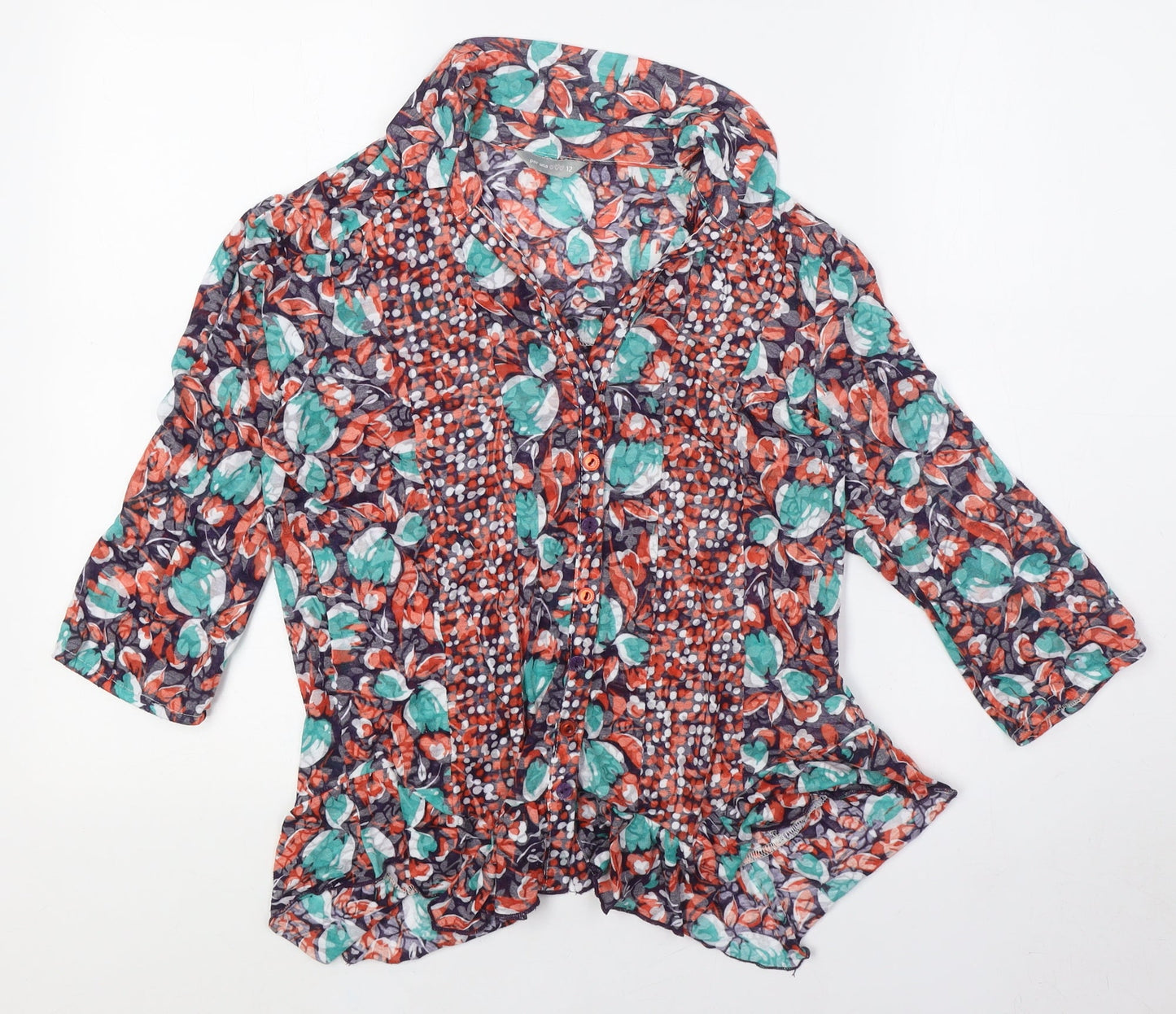 Womens UK Size 12 Per Una Multicoloured Basic Button-Up