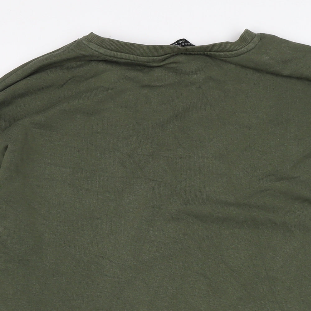 Dorothy Perkins Womens Green Cotton Jumper Dress Size 14 Crew Neck