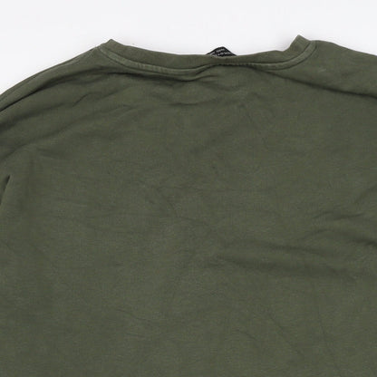 Dorothy Perkins Womens Green Cotton Jumper Dress Size 14 Crew Neck