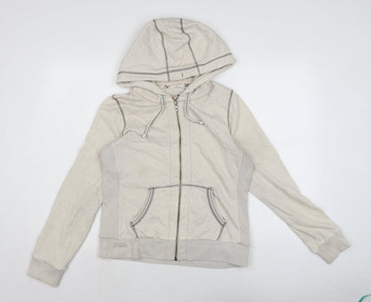 faithful & True Womens Ivory Cotton Full Zip Hoodie Size 12