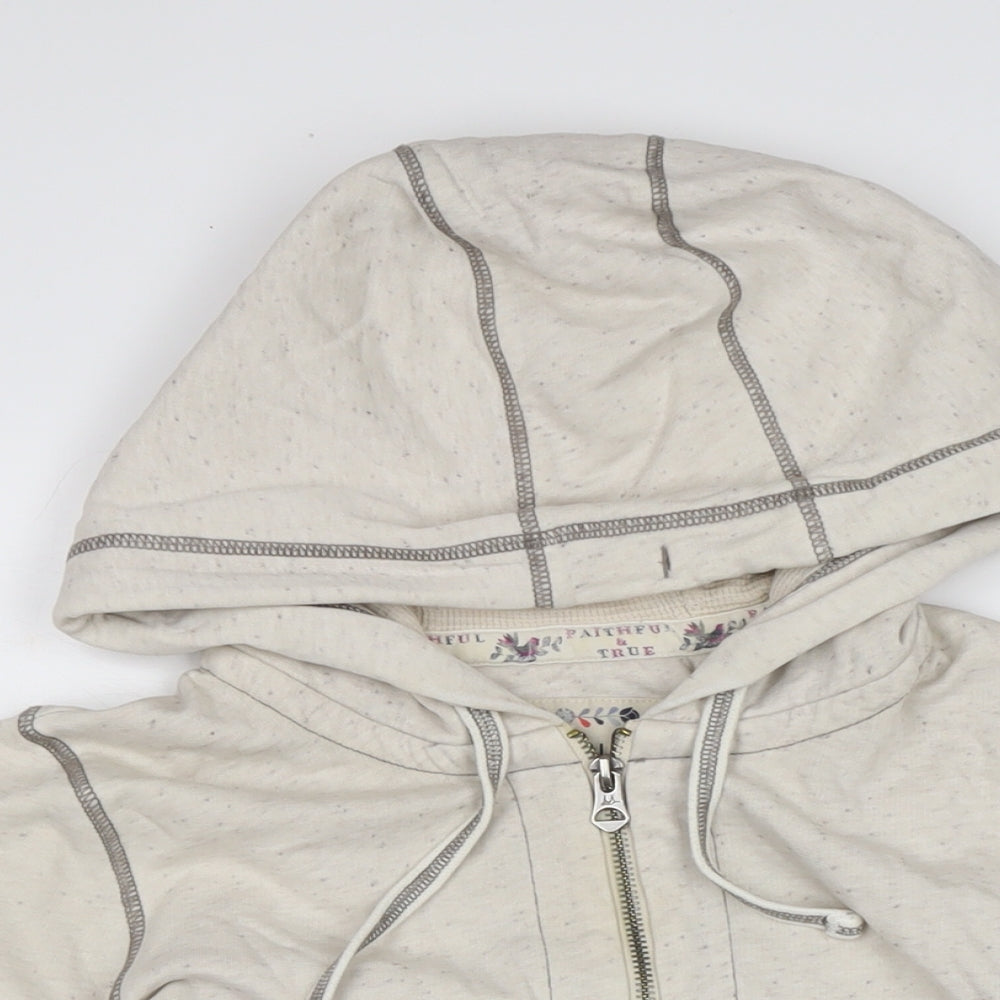 faithful & True Womens Ivory Cotton Full Zip Hoodie Size 12