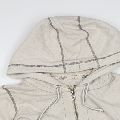 faithful & True Womens Ivory Cotton Full Zip Hoodie Size 12