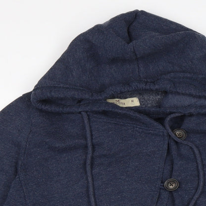 Hollister Womens Blue Cotton Pullover Hoodie Size M Button