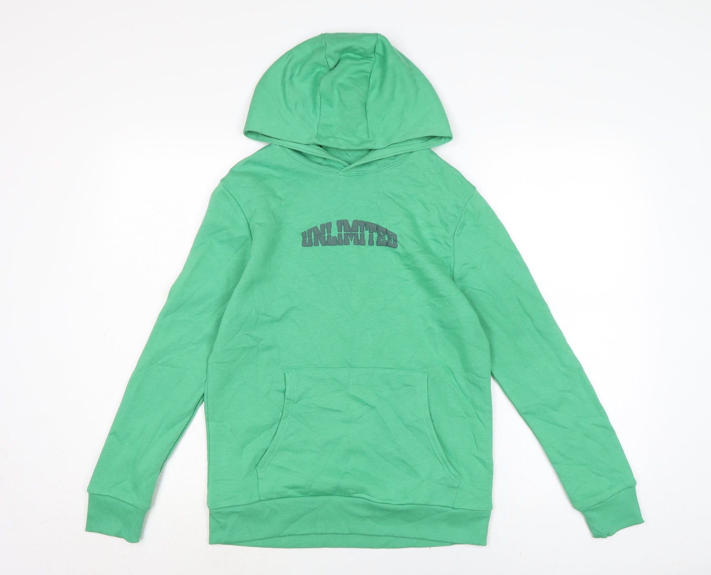 Marks and Spencer Boys Green Cotton Pullover Hoodie Size 12-13 Years
