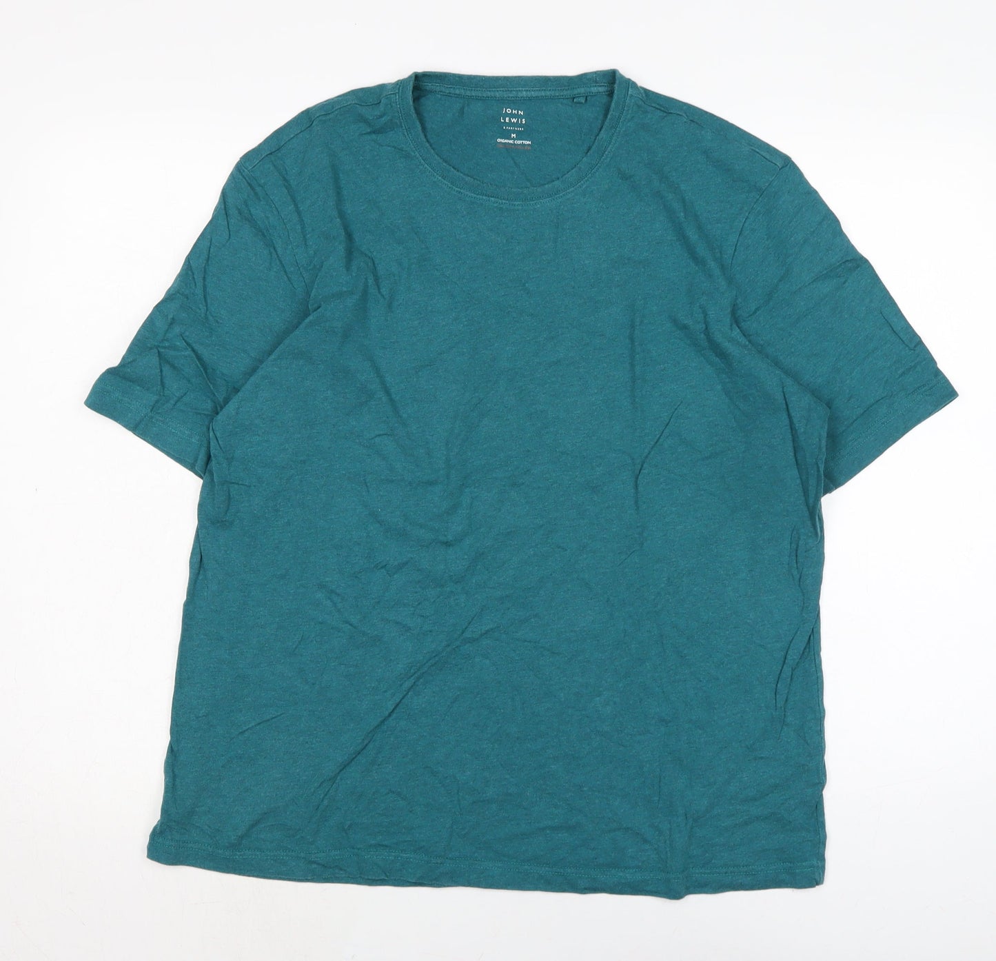 Marks and Spencer Mens Green Cotton T-Shirt Size LT Crew Neck