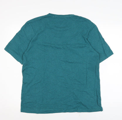 Marks and Spencer Mens Green Cotton T-Shirt Size LT Crew Neck