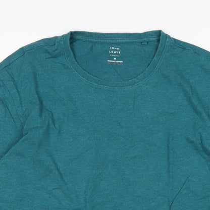 Marks and Spencer Mens Green Cotton T-Shirt Size LT Crew Neck
