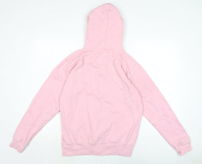 Just Hoods Womens Pink Houndstooth Cotton Full Zip Hoodie Size M