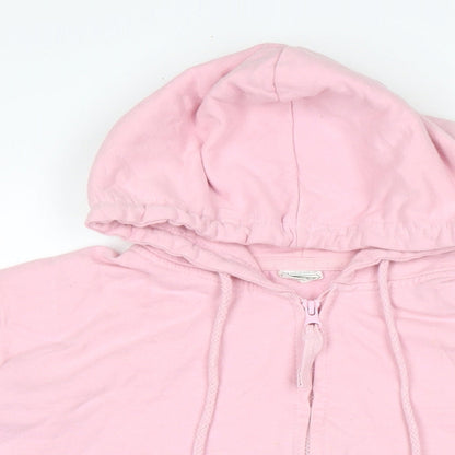 Just Hoods Womens Pink Houndstooth Cotton Full Zip Hoodie Size M