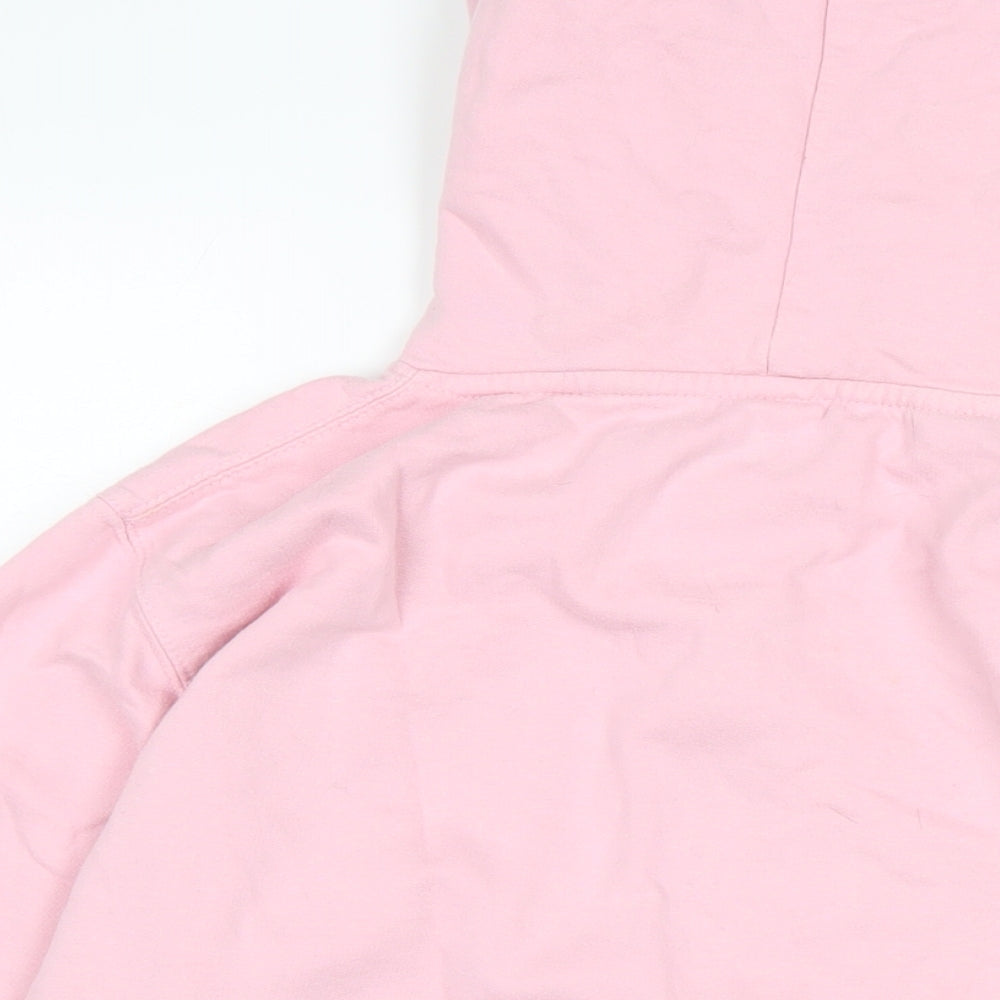 Just Hoods Womens Pink Houndstooth Cotton Full Zip Hoodie Size M