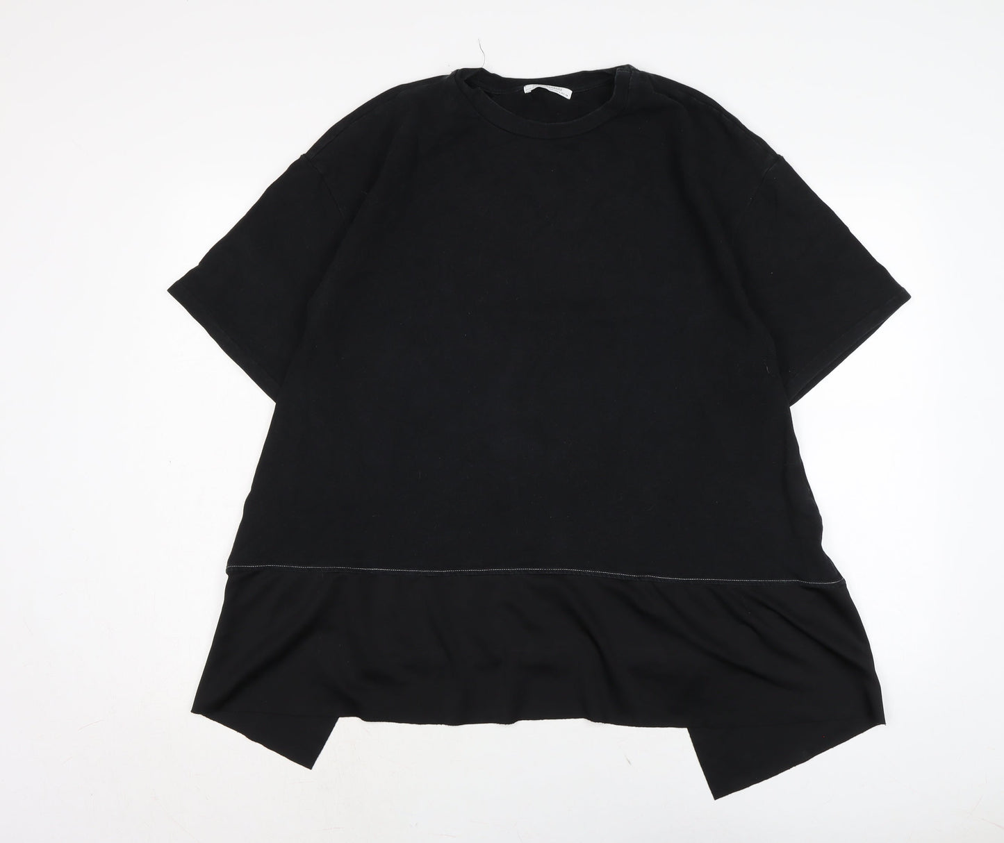 Womens UK Size L Zara Black Basic T-Shirt