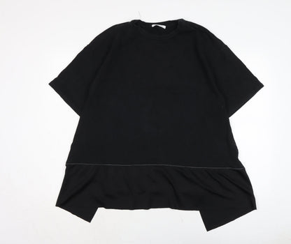 Womens UK Size L Zara Black Basic T-Shirt