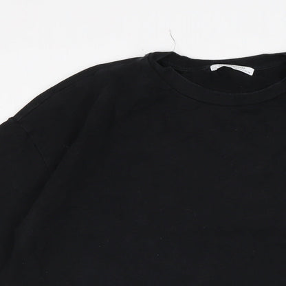 Womens UK Size L Zara Black Basic T-Shirt