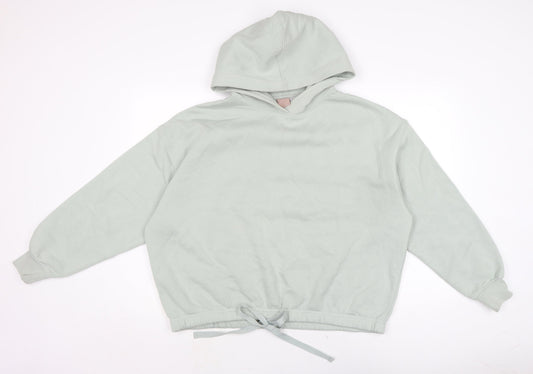 H&M Womens Green Cotton Pullover Hoodie Size M Drawstring