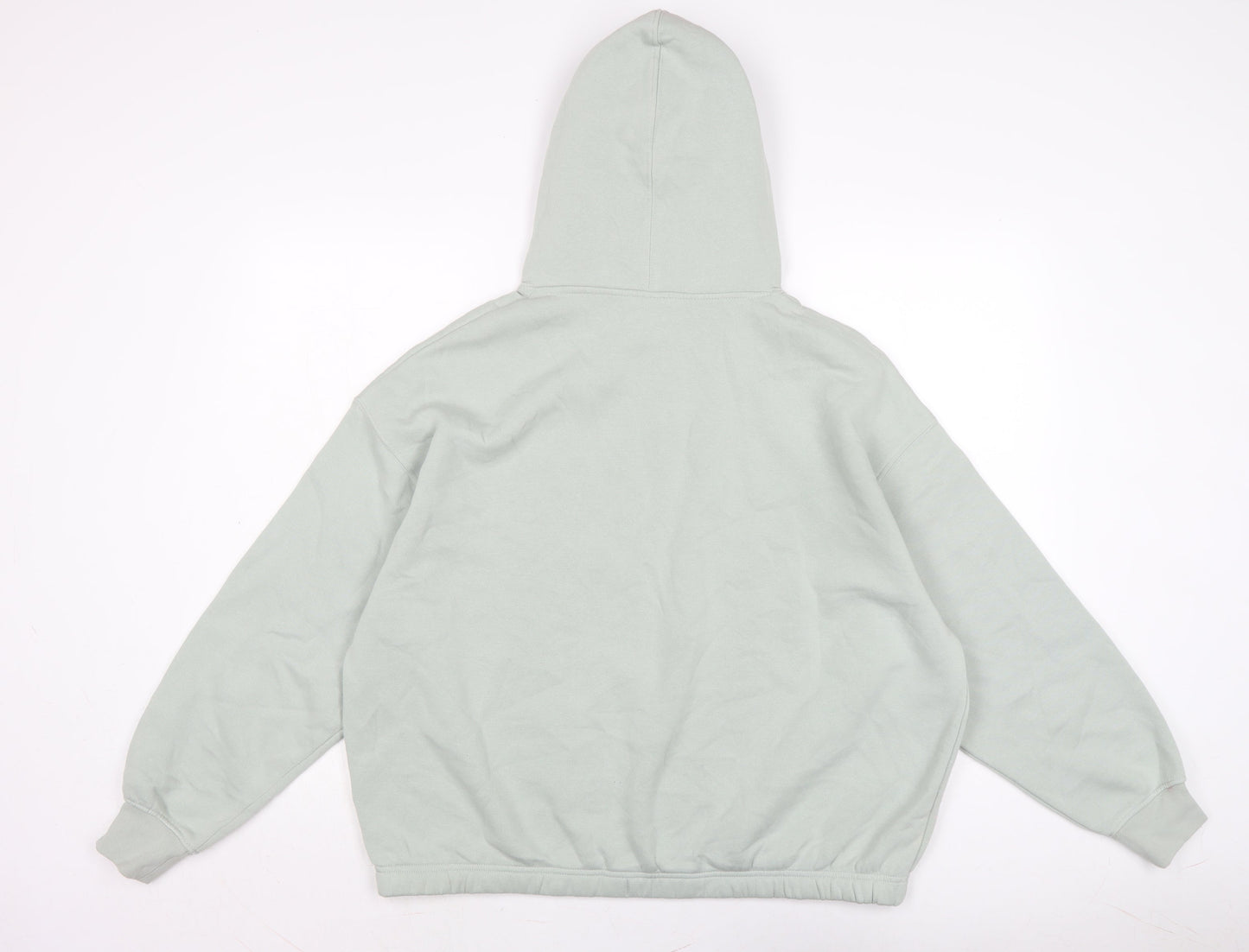 H&M Womens Green Cotton Pullover Hoodie Size M Drawstring