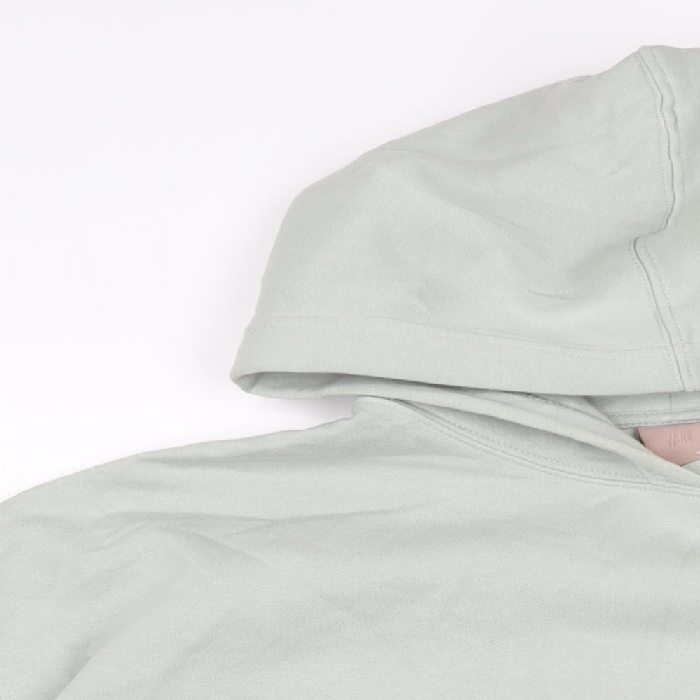 H&M Womens Green Cotton Pullover Hoodie Size M Drawstring