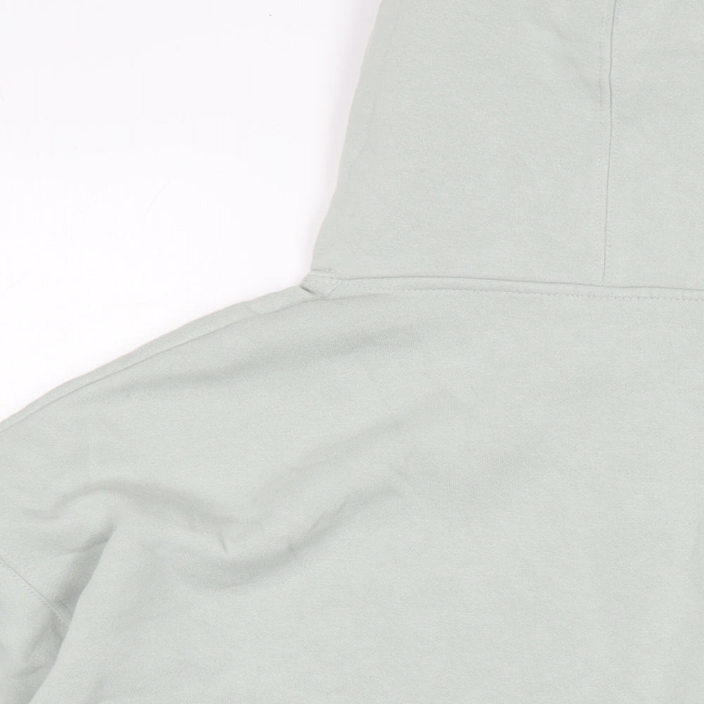 H&M Womens Green Cotton Pullover Hoodie Size M Drawstring