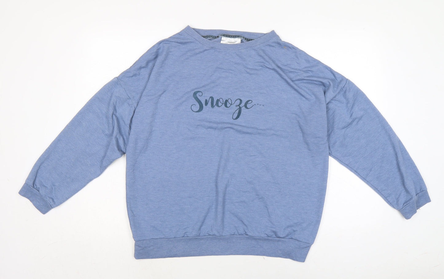 Avenue Womens Blue Cotton Jersey T-Shirt Size L Crew Neck