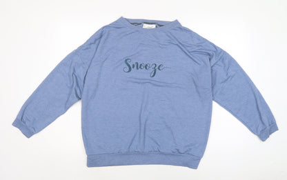 Avenue Womens Blue Cotton Jersey T-Shirt Size L Crew Neck