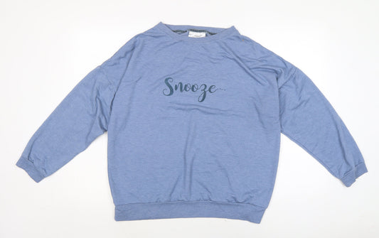 Avenue Womens Blue Cotton Jersey T-Shirt Size L Crew Neck