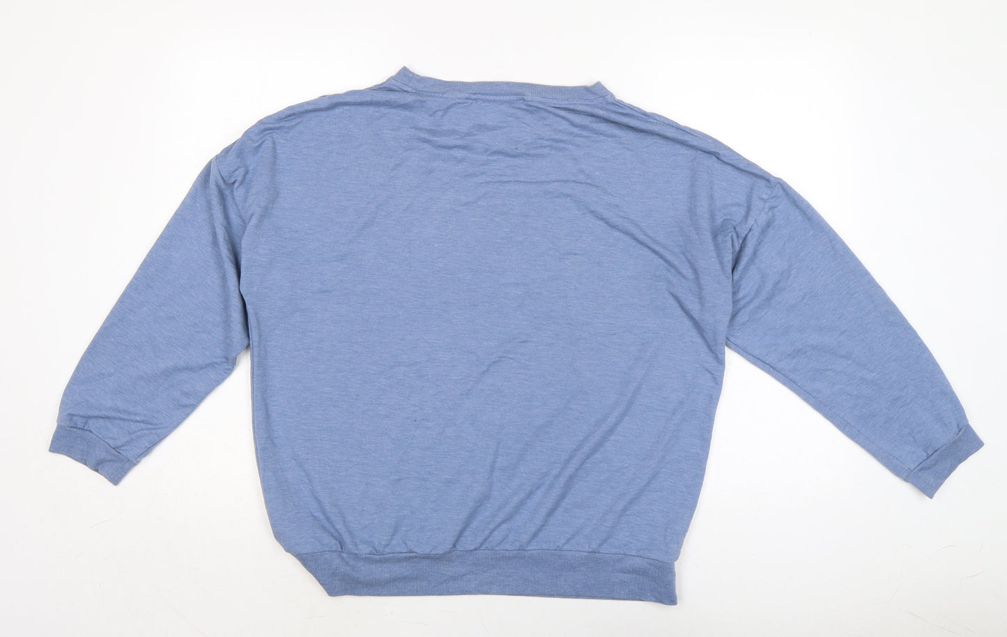 Avenue Womens Blue Cotton Jersey T-Shirt Size L Crew Neck