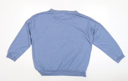 Avenue Womens Blue Cotton Jersey T-Shirt Size L Crew Neck