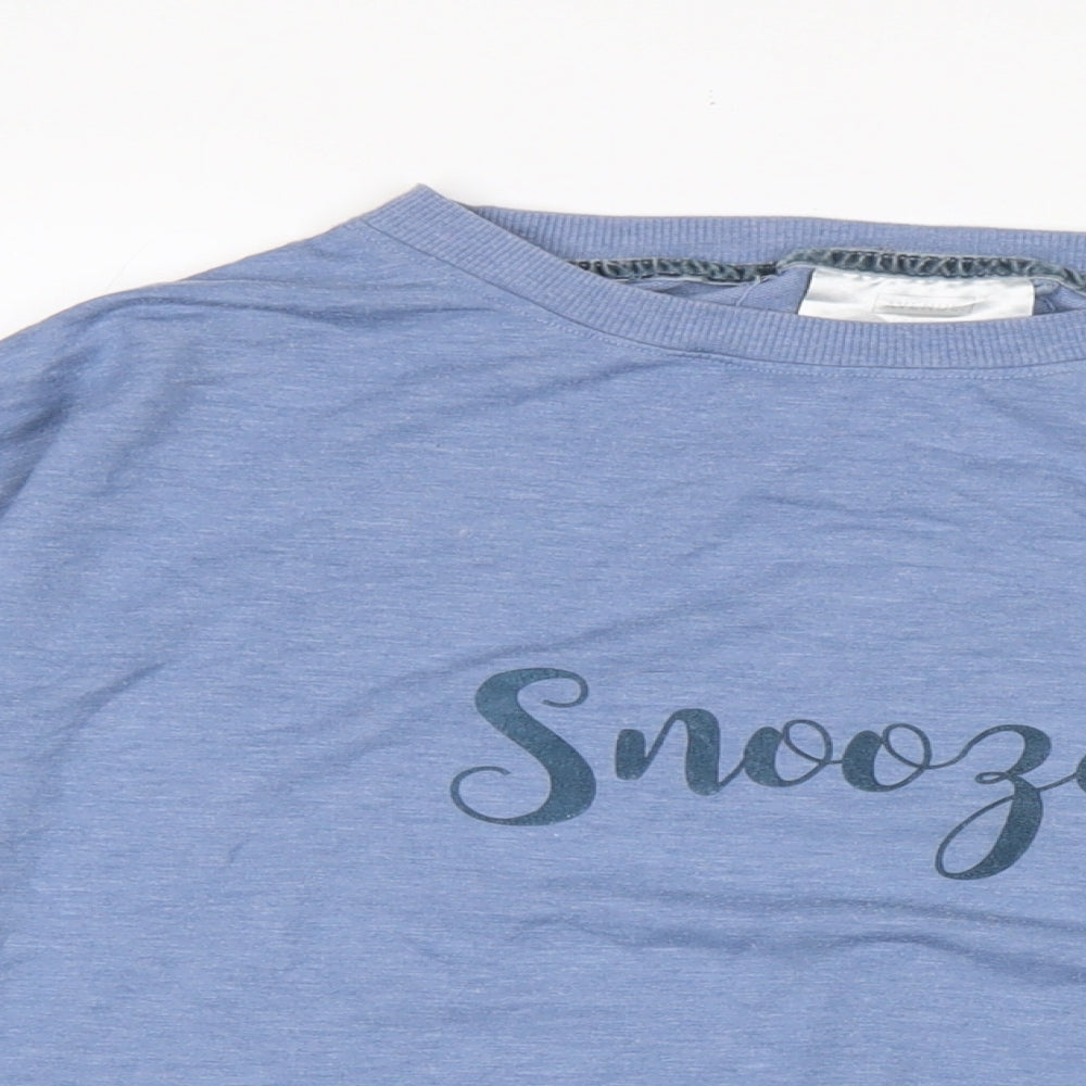 Avenue Womens Blue Cotton Jersey T-Shirt Size L Crew Neck