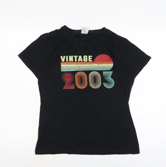 Womens UK Size S Port & Company Black Basic T-Shirt