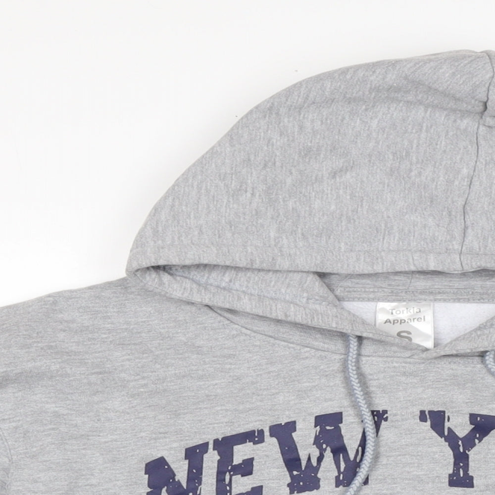 Torkia Apparel Mens Grey Cotton Pullover Hoodie Size S