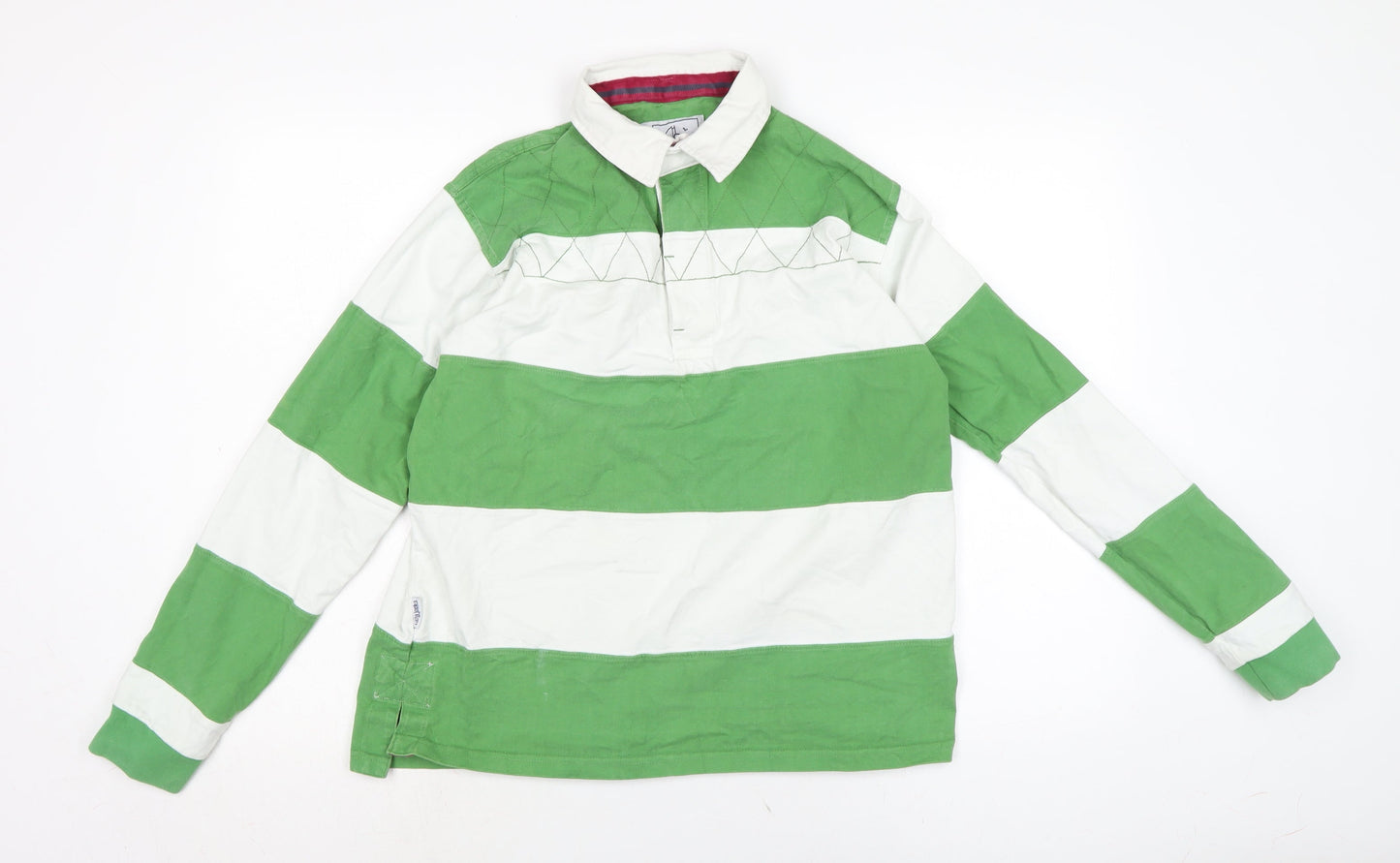 Lazy Jacks Mens Green Cotton Polo Size S Collared Button