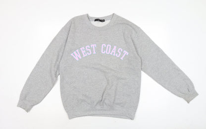 West Coast Womens Grey Cotton Pullover Sweatshirt Size S