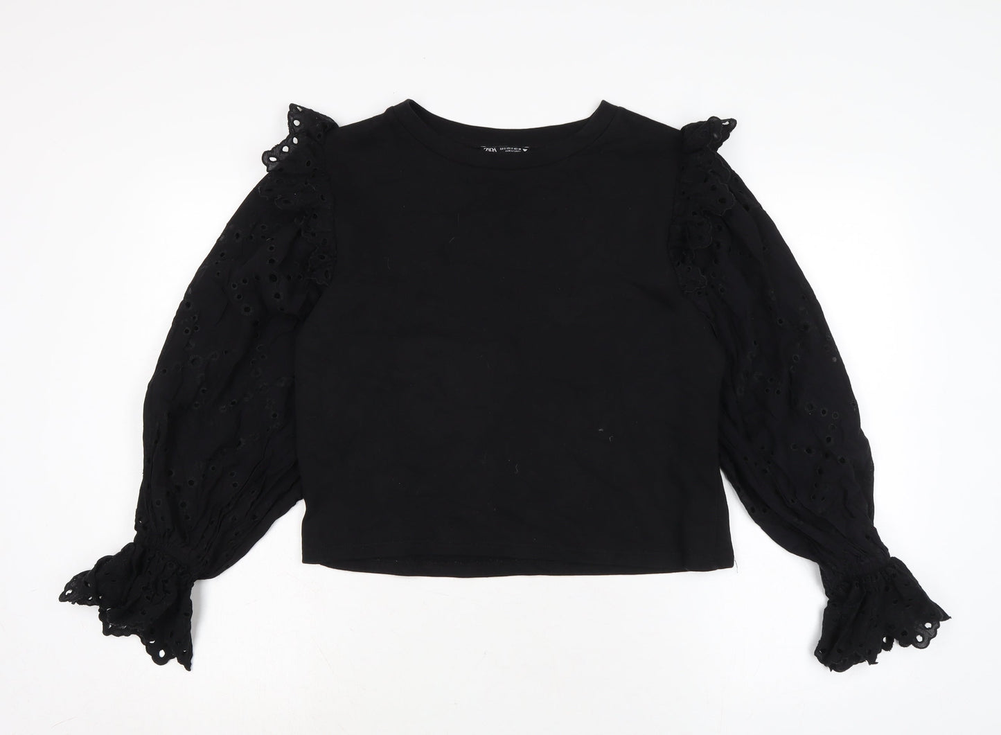 Womens UK Size S Zara Black Basic Blouse