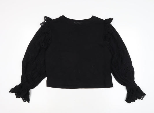Womens UK Size S Zara Black Basic Blouse