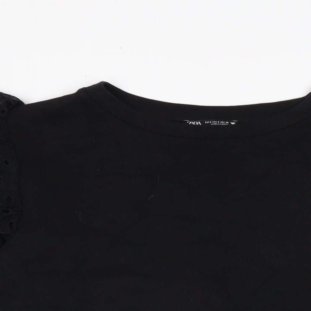 Womens UK Size S Zara Black Basic Blouse
