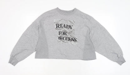 Zara Womens Grey Cotton Pullover Sweatshirt Size S