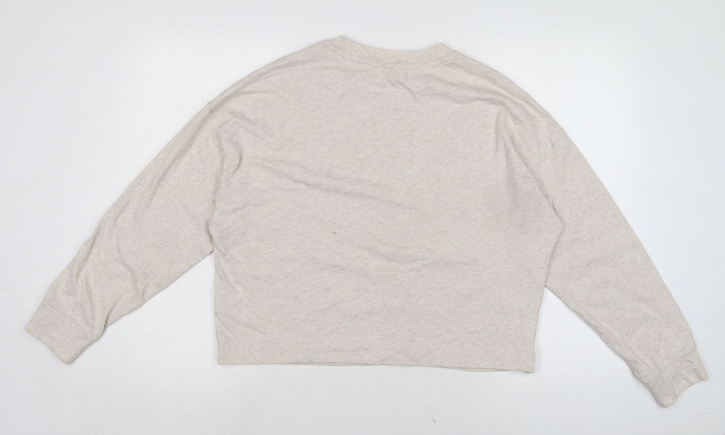 H&M Womens Beige Cotton Pullover Sweatshirt One Size