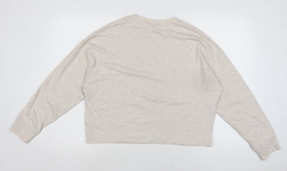 H&M Womens Beige Cotton Pullover Sweatshirt One Size