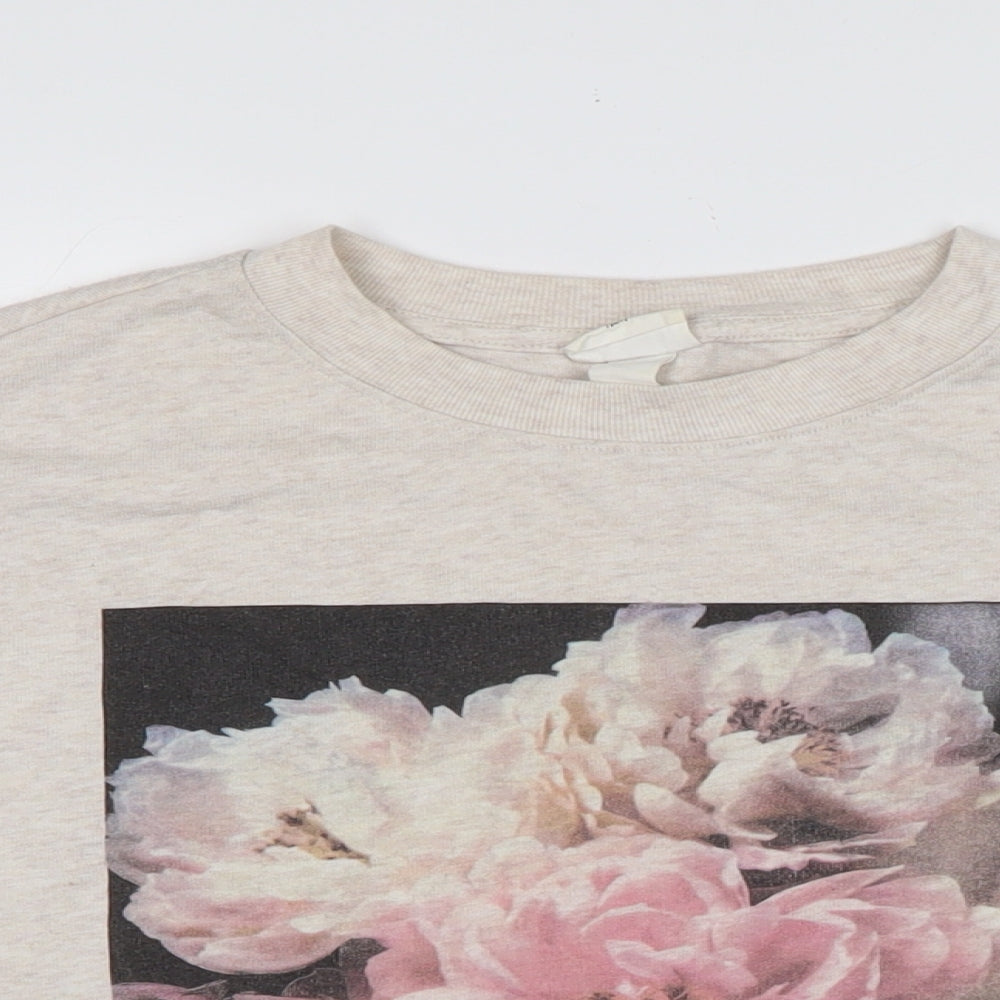 H&M Womens Beige Cotton Pullover Sweatshirt One Size