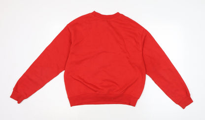 Divided Womens Red Cotton Pullover Sweatshirt Size M